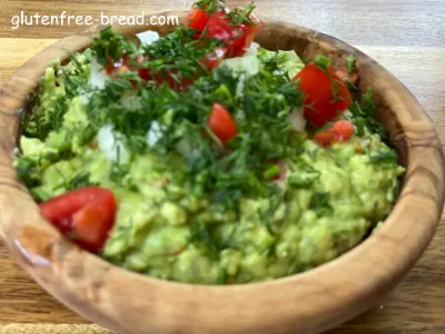 Recipe description:<br> Guacamole has a rich, creamy texture and a fresh, vibrant flavor. The taste is primarily influenced by its key ingredient, ripe avocados. It's easy to make with simple, fresh ingredients like ripe avocados, tomatoes, onion, and lemon juice. Great with chips, tacos, and <a href='/recipe-detail/vegan-oatmeal-crepes/'>Vegan Oatmeal Crepes!</a>